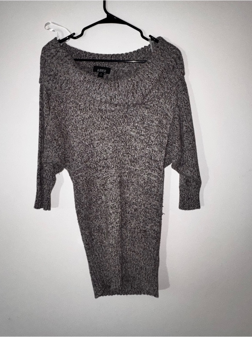 A. Byer Heather  Ribbed off the shoulder Women's Sweater